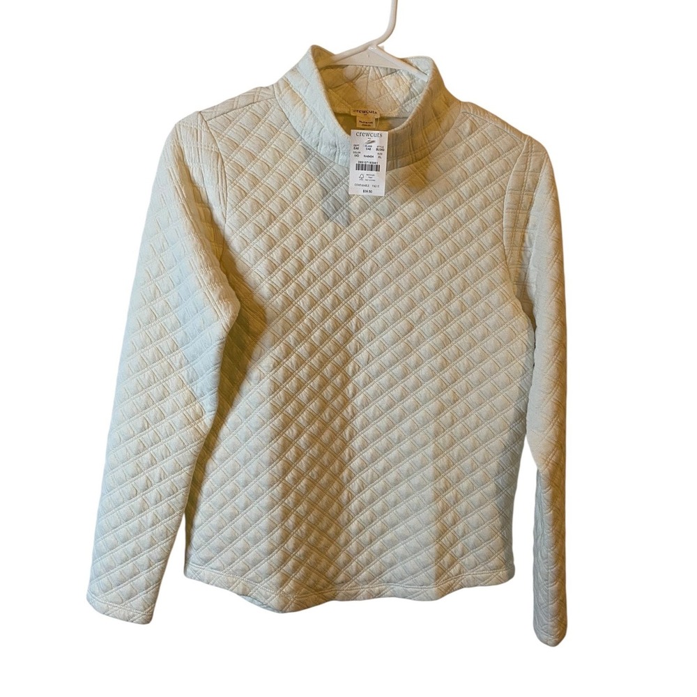 Crewcuts J.Crew Girls XL 12-14 White Quilted Mock Neck Pullover Sweater NWT New